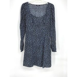 Madewell Women's Size 0‎ Black Floral Long Sleeve Seamed Dress